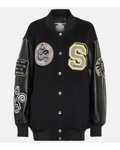 Stella McCartney Applique Wool Varsity Jacket - Black