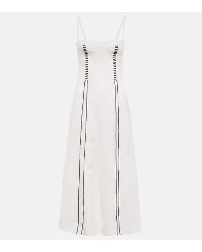 Chloé Chloe Wool And Linen Canvas Midi Dress - White