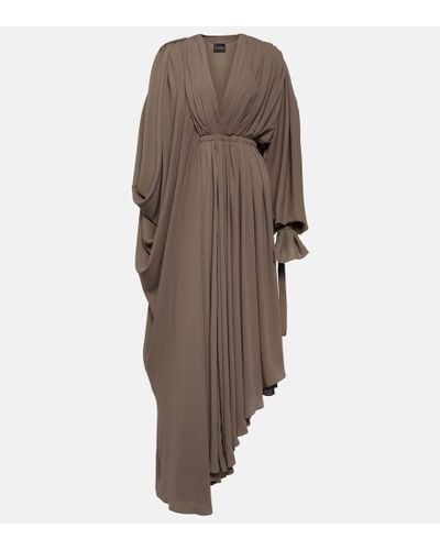 Balenciaga All-in Asymmetric Crepe Maxi Dress - Brown