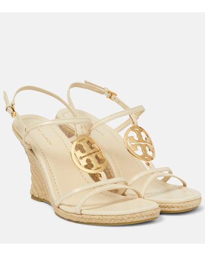 Tory Burch Espadrille-Sandalen Capri Miller aus Leder - Mettallic