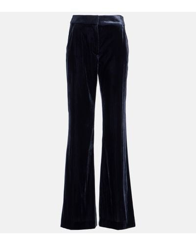 Veronica Beard Lebone Wide-leg Velvet Trousers - Blue