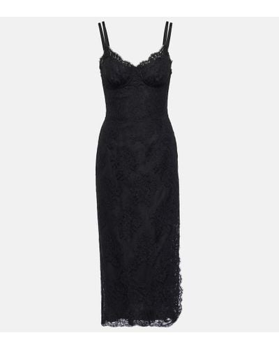 Dolce & Gabbana Vestido lencero de encaje chantilly - Negro