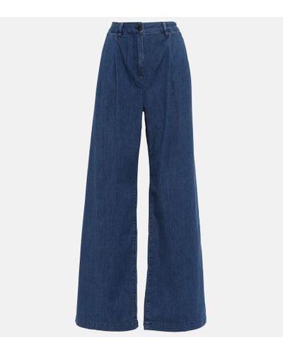 AG Jeans High-Rise Wide-Leg Jeans - Blau