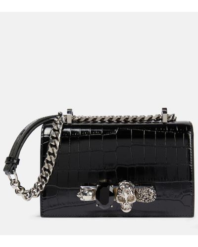 Alexander McQueen Schultertasche Jewelled Satchel Small - Schwarz