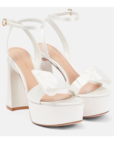 Gianvito Rossi Bow-trimmed Satin Platform Sandals - White