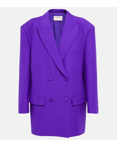 Valentino Crepe Couture Double-breasted Blazer - Purple