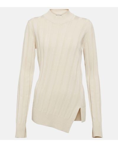 Stella McCartney Asymmetric Ribbed-knit Sweater - Natural