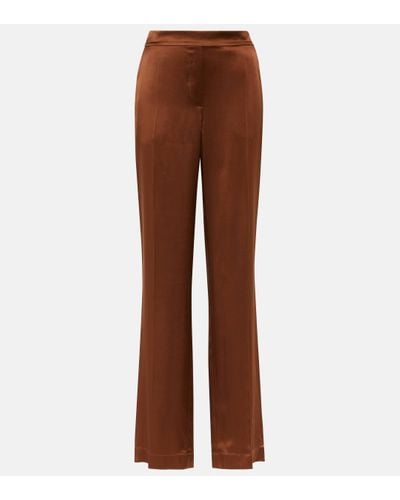 JOSEPH Tova High-rise Satin Straight Trousers - Brown
