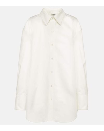 Saint Laurent Camisa oversized de popelin de algodon - Blanco