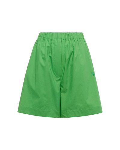Nanushka Megan Cotton Poplin Shorts - Green