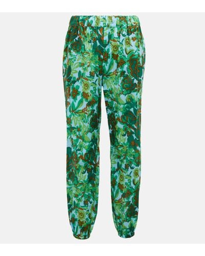 Tory Burch Printed Voile Trousers - Green