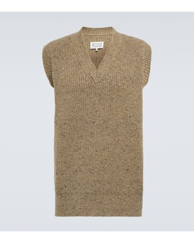 Maison Margiela Wool And Cashmere-blend Jumper Vest - Natural