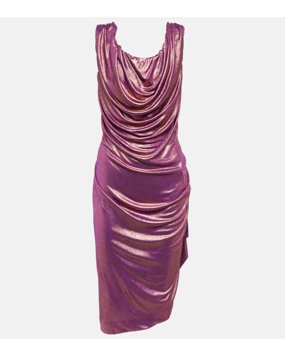 Vivienne Westwood Draped Metallic Lame Minidress - Purple