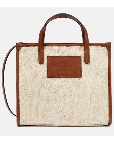Etro Globtter Small Embroidered Tote Bag - Brown