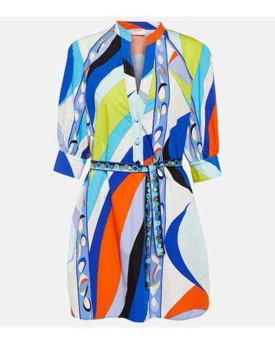 Emilio Pucci Vestido corto Iride de algodon - Azul