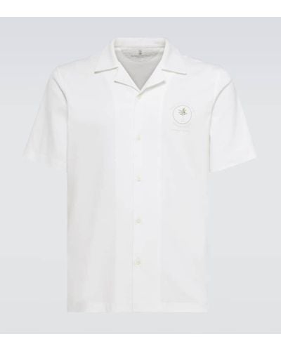 Brunello Cucinelli Camisa de algodon bordada - Blanco