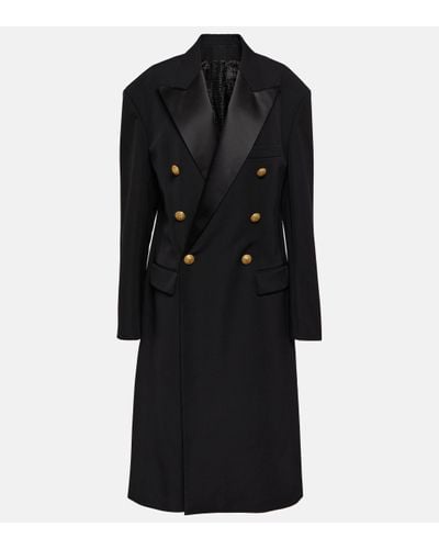 Balmain Virgin Wool Overcoat - Black