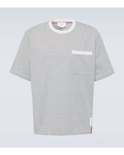 Thom Browne Striped Cotton Jersey T-shirt - White