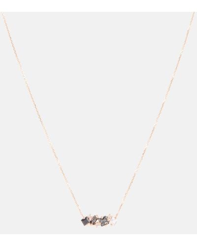 Suzanne Kalan Halskette Nadima aus 14kt Rosegold mit Edelsteinen - Weiß