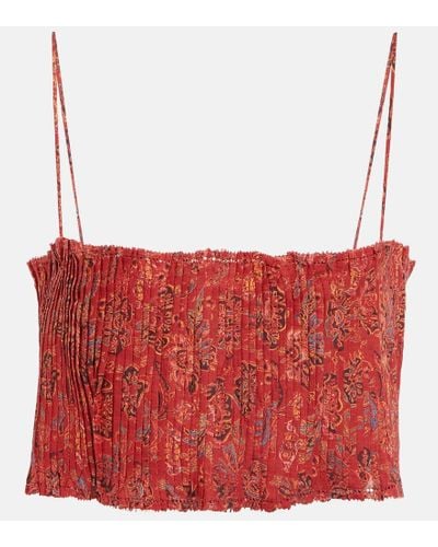 Sir. The Label Cropped-Top Allegra aus Ramie - Rot