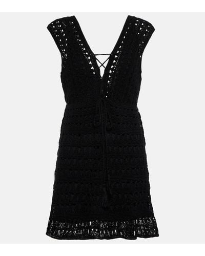 Anna Kosturova Jennifer Crochet Cotton Minidress - Black