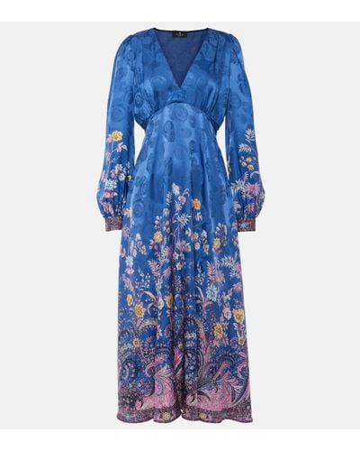Etro Paisley Midi Dress - Blue