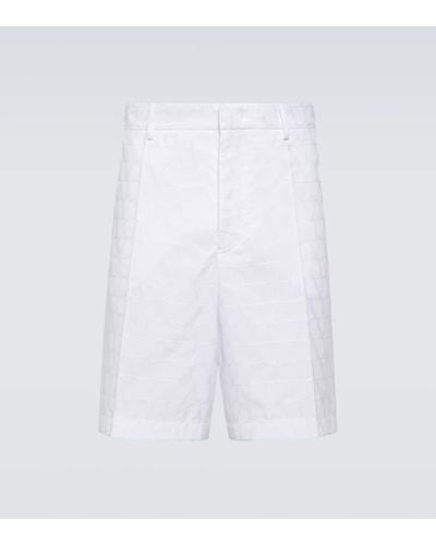 Valentino Jacquard Cotton Poplin Shorts - White