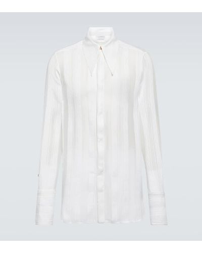 King & Tuckfield Camisa de algodon y seda a rayas - Blanco