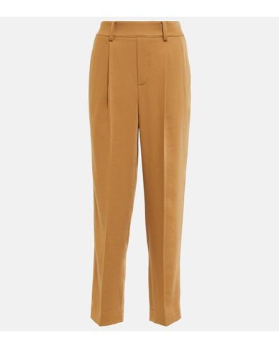 Vince Mid-rise Pleated Straight Trousers - Natural