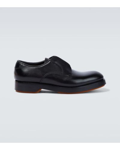 Zegna Udine Leather Derby Shoes - Black