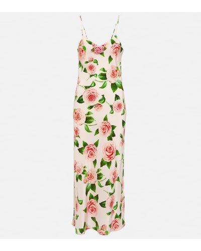 Rodarte Floral Silk Slip Dress - Metallic