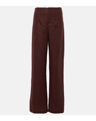 Faithfull The Brand Isotta High-rise Linen Straight Trousers - Brown