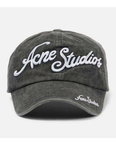 Acne Studios Logo Embroidered Cotton Baseball Cap - Gray