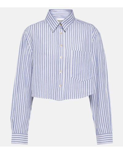 Isabel Marant Eliora Striped Cropped Cotton Shirt - Blue