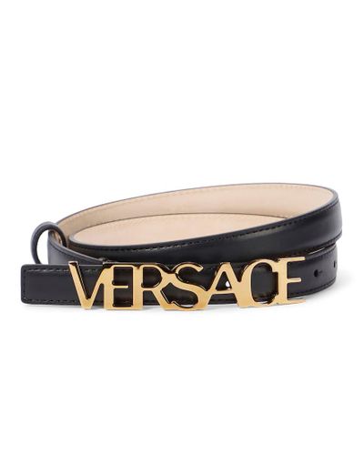 Versace Cinturon de piel con logo - Negro