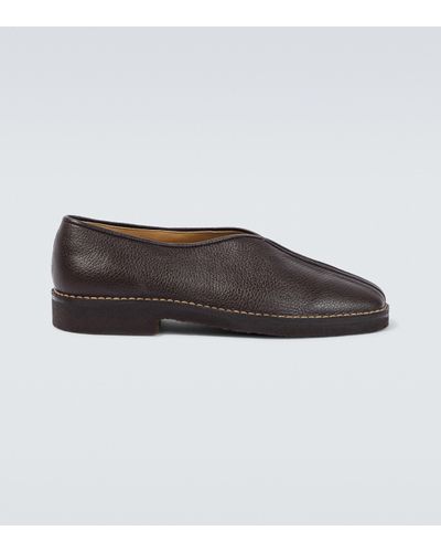 Lemaire Piped Leather Slippers - Brown