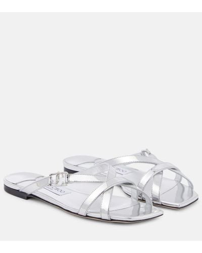 Jimmy Choo Jess Metallic Leather Sandals - White
