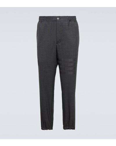 Thom Browne 4-bar Cuffed Wool Pants - Gray