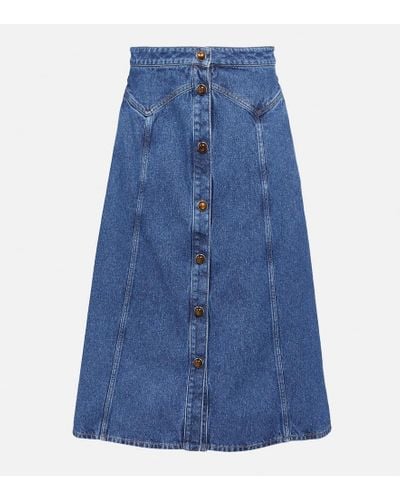 Chloé Falda midi en denim - Azul