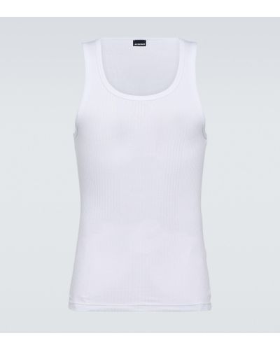 Jacquemus The Caraco Ribbed Cotton Tank Top - White