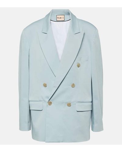 Plan C Oversize-Blazer aus einem Baumwollgemisch - Blau