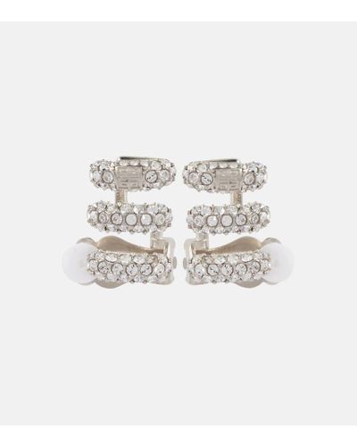 Givenchy Clip-Ohrringe Stitch mit Kristallen - Weiß