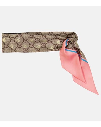 Gucci Modal Silk Shawl With GG Bees Motif - Brown