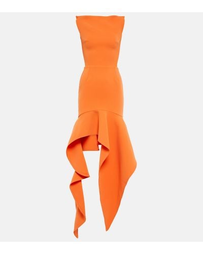 Maticevski Robe Asymétrique En Crêpe À Volant Ulysses - Orange