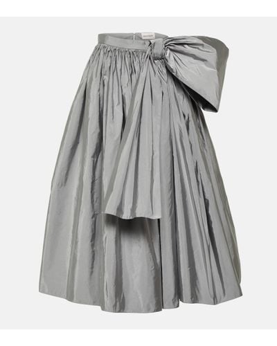 Alexander McQueen Bow-detail Pleated Midi Skirt - Grey