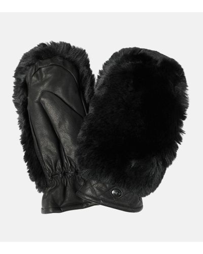 Goldbergh Hill Faux Shearling And Leather Mittens - Black