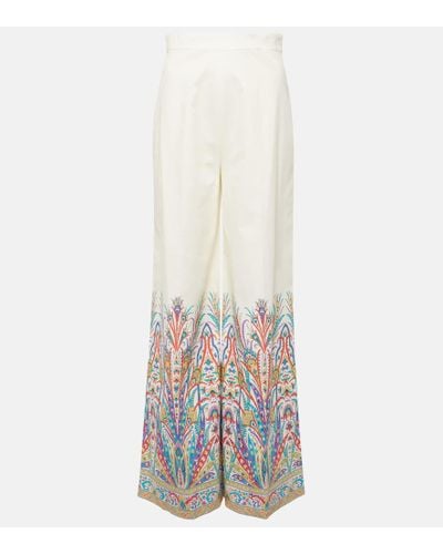 Etro Weite Hose aus einem Baumwollgemisch - Weiß
