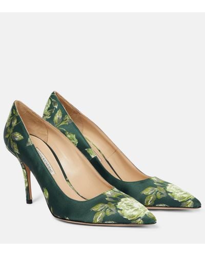 Emilia Wickstead Sophia Floral Satin Court Shoes - Green