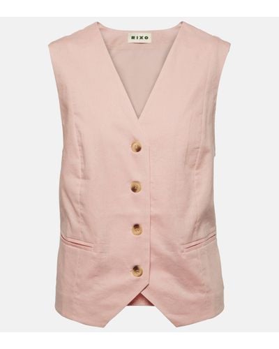 RIXO London Norah Linen And Cotton Vest - Pink