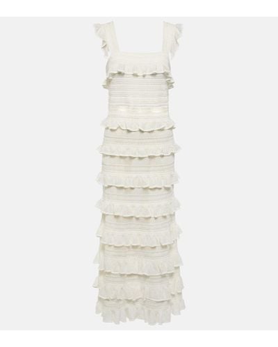 Zimmermann Natura Ruffled Midi Dress - White